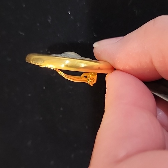 RARE Ben-Amun Lotus Flower Statement Clip Earrings, Vintage 1950s - Picture 5 of 7